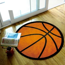 Мягкая нейлоновая ткань черная полоса оранжевый баскетбольный геометрический узор Круглый ковер для гостиной спальни компьютерный стул ковер