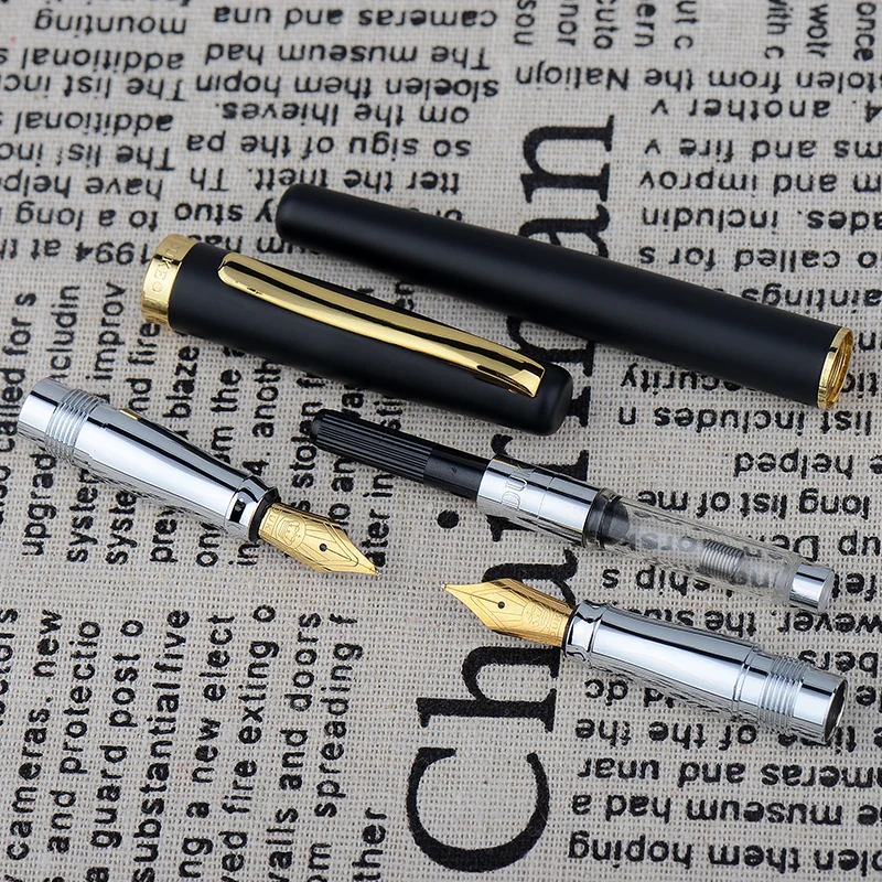 Conjunto de Duas Pontas com Caixa de Presente Ideal para Escrita e Pintura Caligrafia Fountain Duke 209 Aço Cor Preto Fosco & Pen 7 Material escolar e de escritório