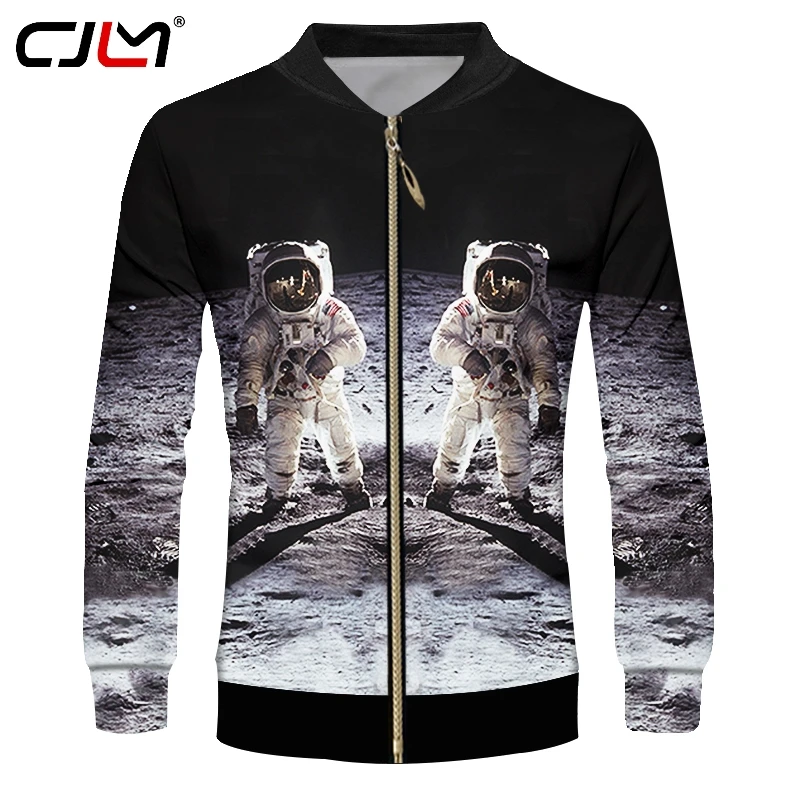 

CJLM Spring Fall Winter Casual Jacket Men's Cool Print Astronaut 3D Zip Jackets Space Moon Coats Man Hipho Sportswear Outwears