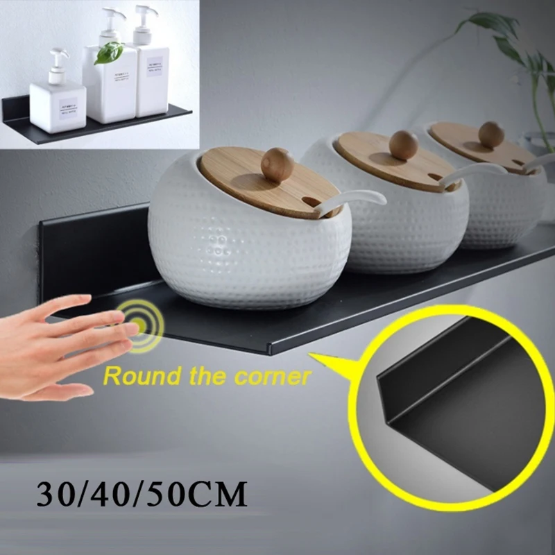 الأسود الفضاء الألومنيوم الحمام رفوف المطبخ رف جدار المنزل تخزين الرف الحمام اكسسوارات 30/40/50 سنتيمتر طول