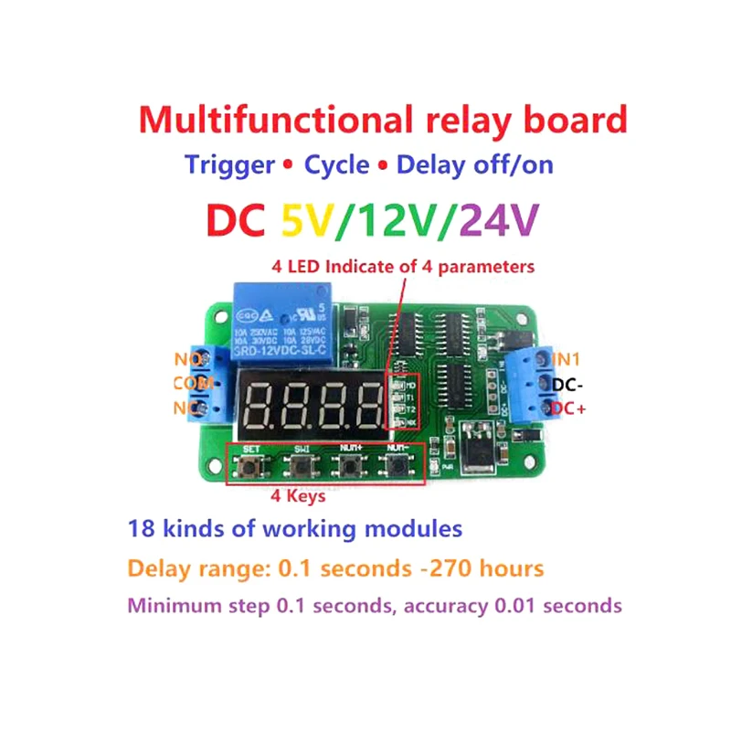 

New Delay Relay DC 5/12/24V Multifunction Delay Relay Timer Relay Switch Turn on/off PLC Module hot