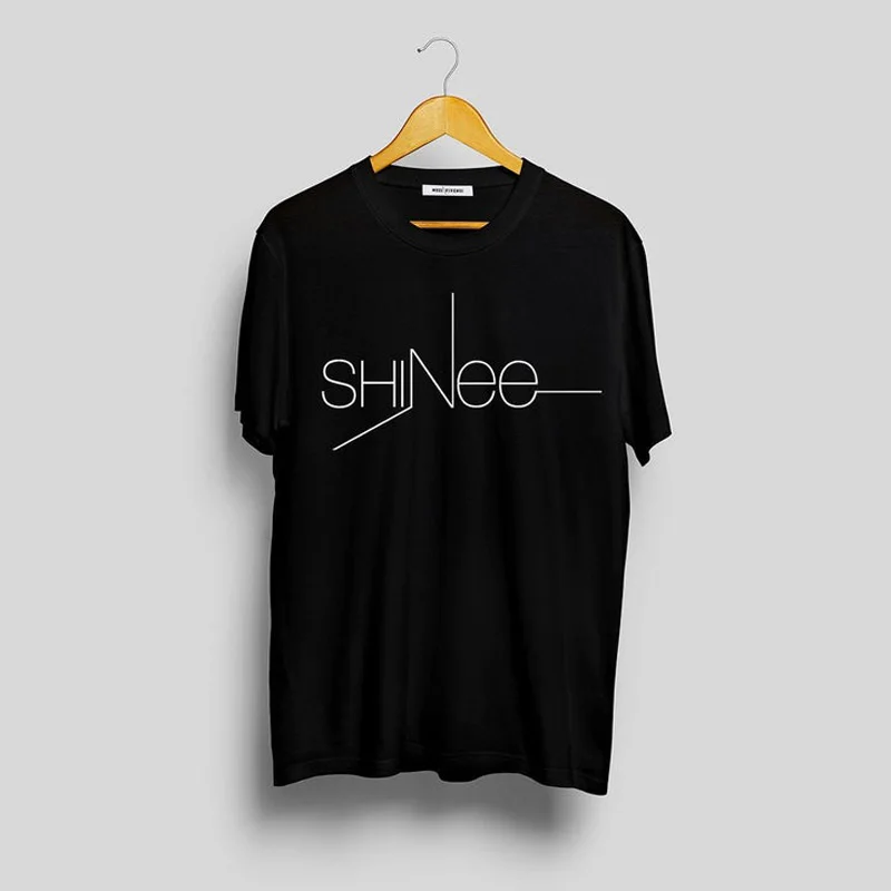 Kpop Merch Shinee World T-Shirt Women Casual Members Jonghyun Shinee Logo T Shirt Seoul Harajuku O Neck T Shirts - Цвет: Черный