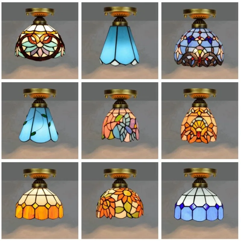 Colorful Ceiling Light Stained Glass Lamp