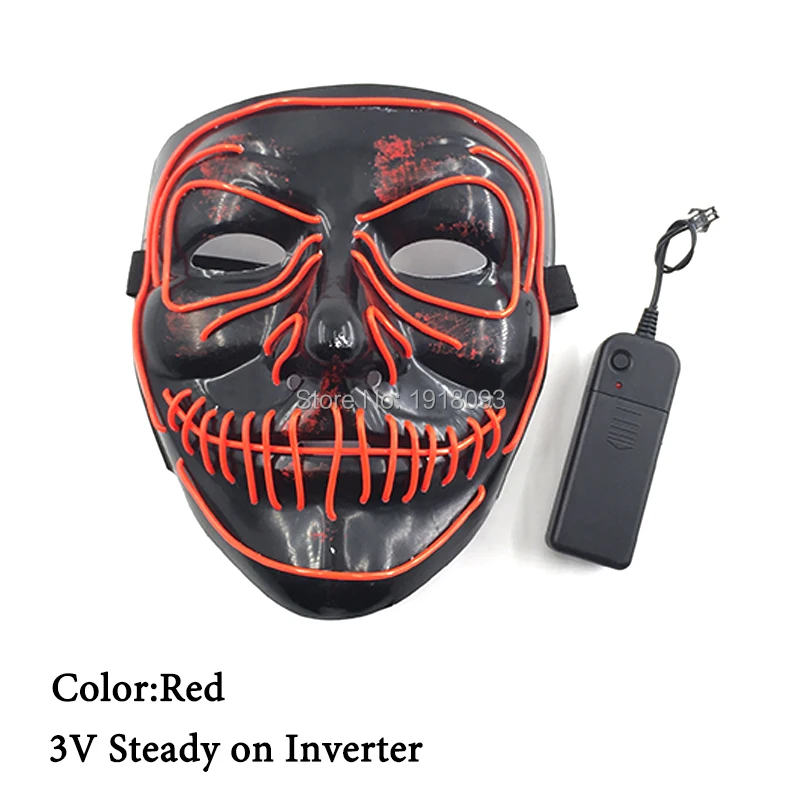 Стиль Хэллоуин СВЕТОДИОДНЫЙ маска EL провода светильник со шнуровкой вечерние маска цветные неоновые маска Хэллоуин ужас вечерние маска украшения на хэлоуин, популярный товар