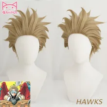 AniHut Hawks No.2 Boku No Hero Academia Anime Cosplay Wig My Hero Academia/Academy Cosplay Hair Hawks Short Brwon Anime Wigs