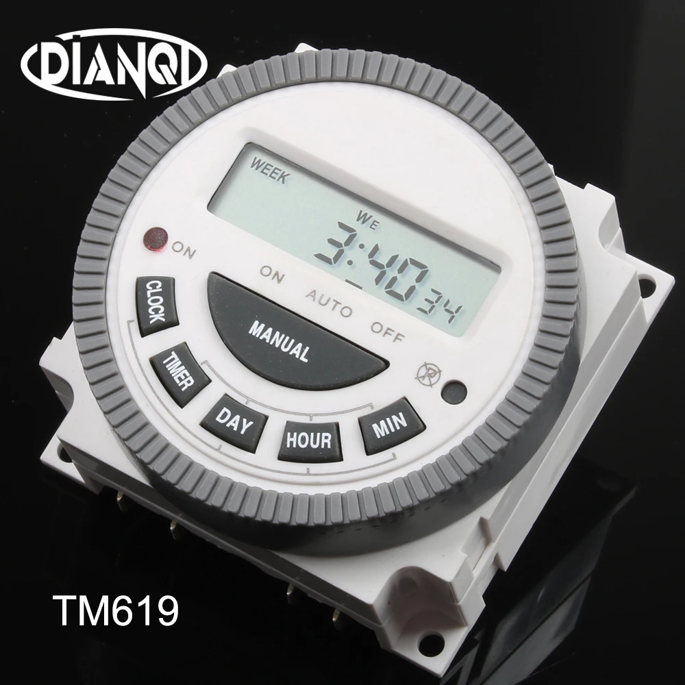 DIANQI TM619 AC220V 230V 240V 16A контроллер цифрового таймера 7 дней в неделю программируемый таймер/час/минуту граф для дома