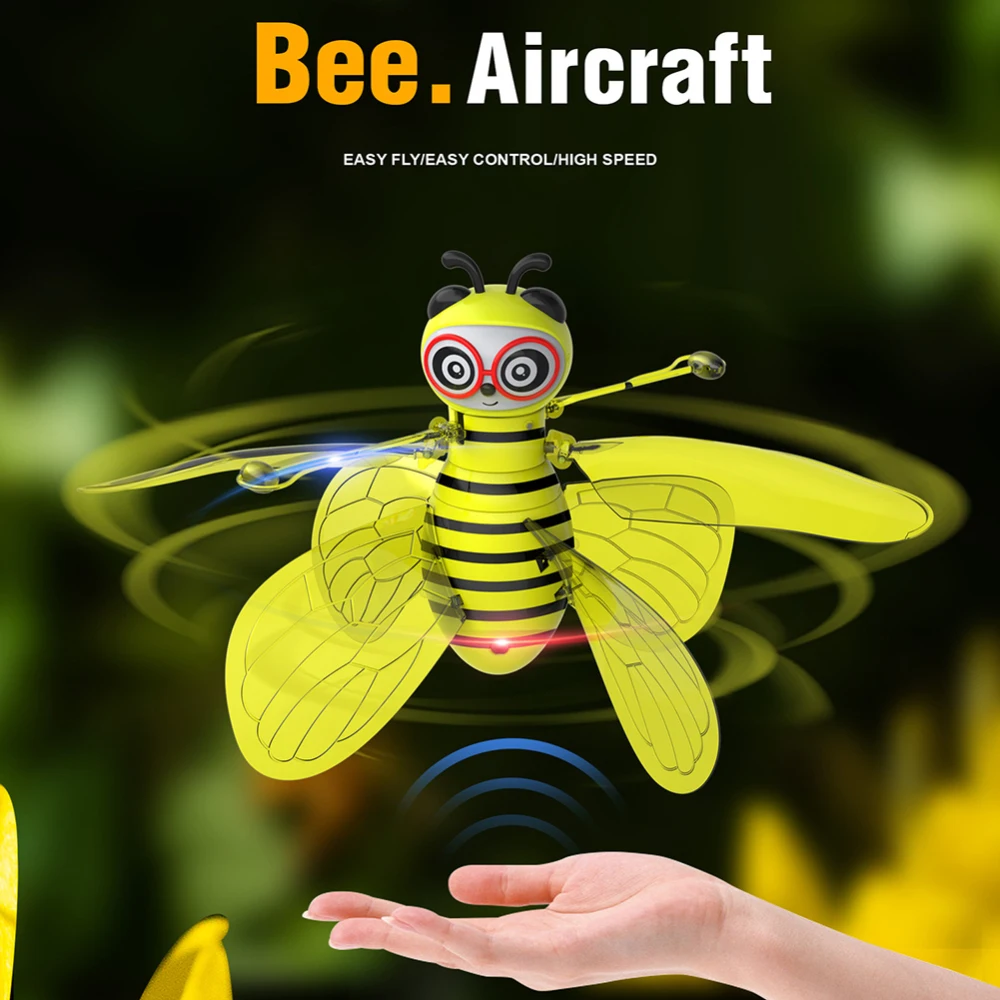 Животное пчела Электрический Летающий Радиоуправляемый датчик пчела инфракрасный индукционный минисамолет светодиодный свет Забавные