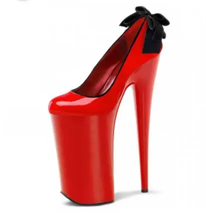 

High Heels Red wedding shoes Woman high heel 20CM Platform Heel Sexy Pump Model Club Party bow-knot Dress shoes stiletto heel