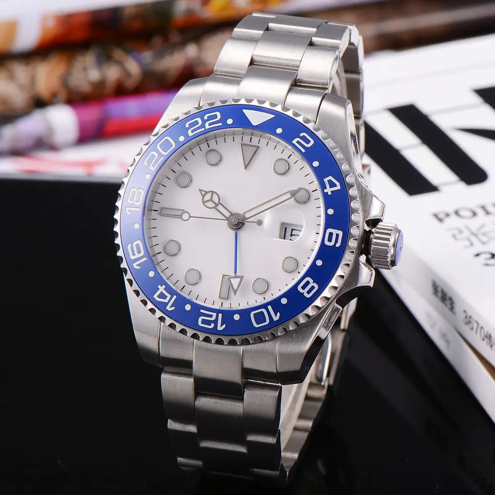 White Dial Blue Bezel Watch ubicaciondepersonas.cdmx.gob.mx