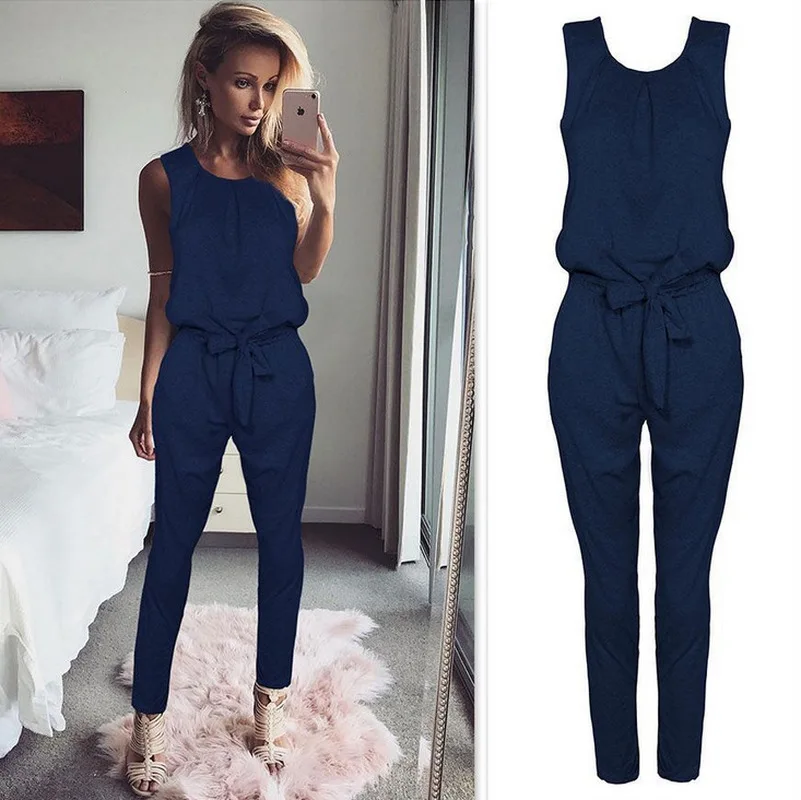 

ZOGAA Summer Hot Sexy Sleeveless Jumpsuit Women Long Romper New Lady Fashion Jumpsuit Coveralls Sexy Female Black Bow Jumpsuits
