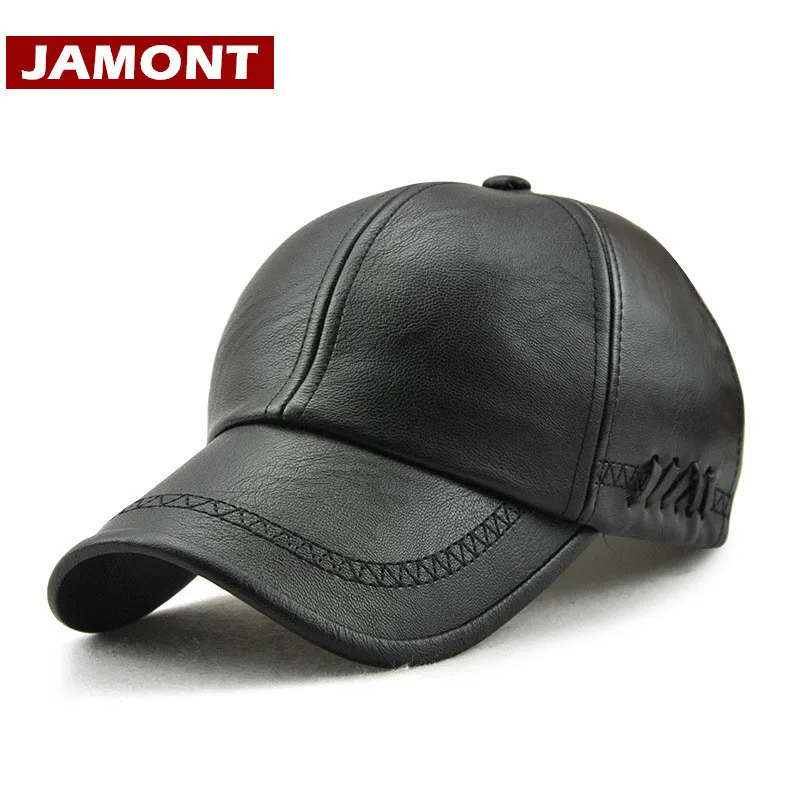 JAMONT Новая Мужская бейсболка Осень Зима Snapback шляпа из искусственной кожи шапки для мужчин папа кепки s простой стиль Casquette