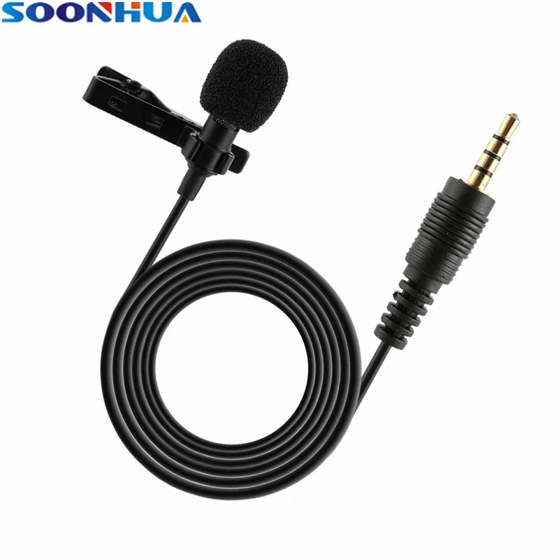 

SOONHUA Professional HiFi Stereo Microphone Super Mini 3.5mm Plug Condenser Lavalier With Audio Mic For Voice Recording Singing