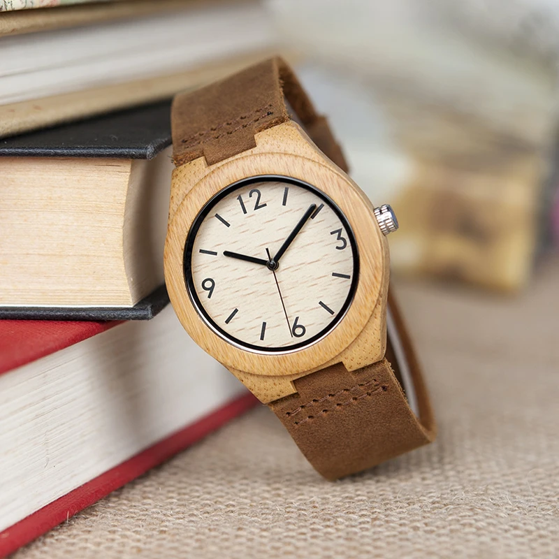 Zegarek damski drewniany na skórzanym pasku Bobo Bird Note A32 damski 8 Damski drewniany zegarek Bobo Bird Note A32