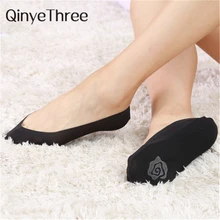 1 пара, элегантные женские неглубокие шелковые носки со льдом, противоскользящие, невидимые, противоскользящие, Нескользящие, с силиконовой подошвой