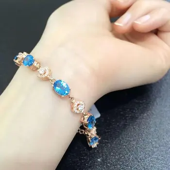 

2017 Real Qi Xuan_Free Shipping Blue Stone Elegant Bracelets_Rose Gold Color Fashion Bracelets_Manufacturer Directly Sales