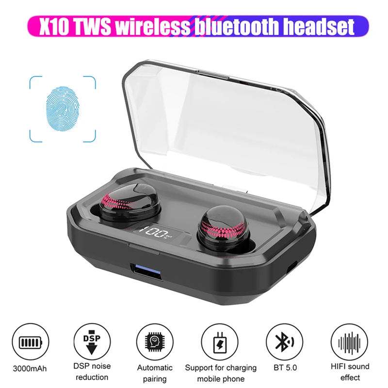 Bluetooth headset X10 TWS auriculares bluetooth inalambrico Smart Touch Stereo waterproof Headset 3000mAh auriculares bluetooth