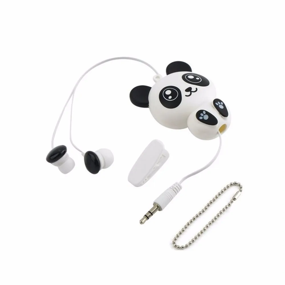 Elivebuy Panda Cartoon Wired Cute Earphones In ear Portable Earbuds