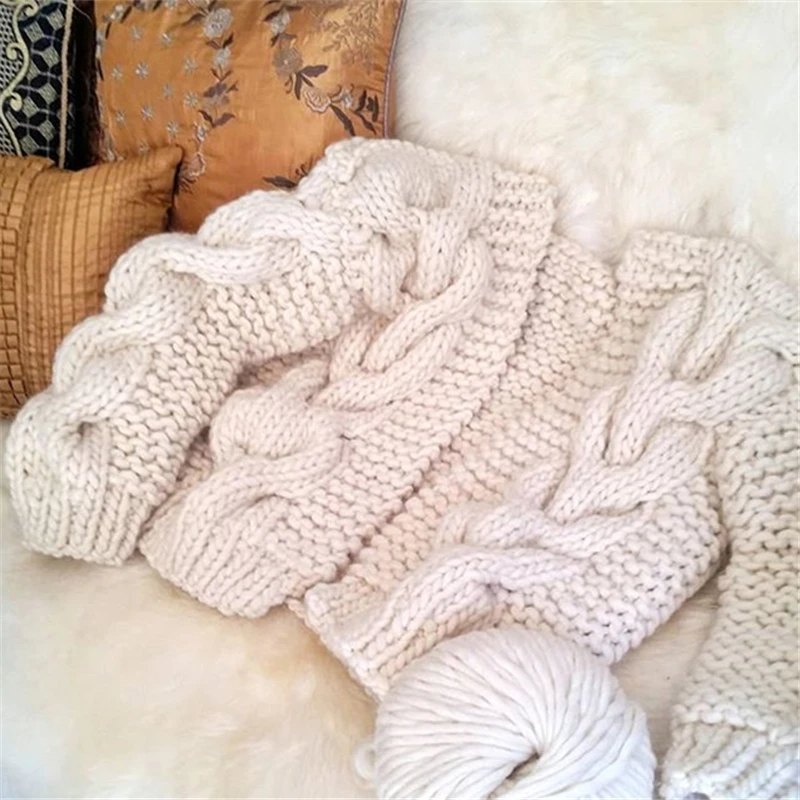 

100% wool hand made sweater knit women fashion wide loose sweater customize