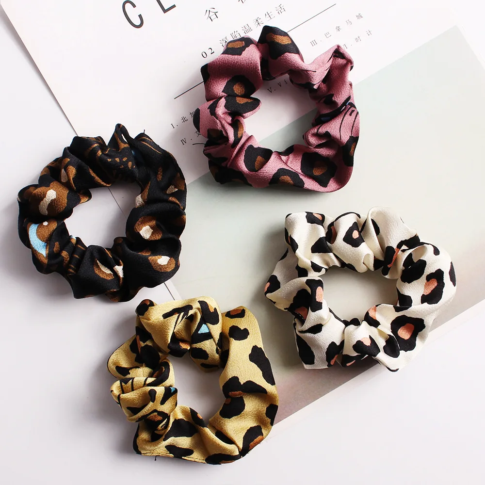 

4 Pcs/Sets High Quality Classic Simple Hair Scrunchies Leopard Print Patterns Hair Ponytail Tie Accessories