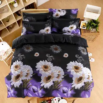 

UNIKEA . . Home textiles New tulip flowers 3DBedding Sets 4pcs Duvet Comforter Cover Bed Sheet Bedclothes Queen size very soft
