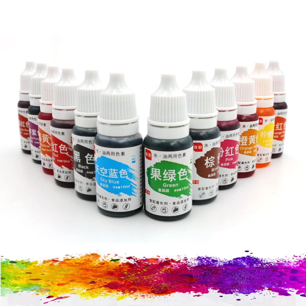 12 Colors Cake Food Coloring Set 10ml Natural Ink For Cake Decoration Colorful Airbrush Accessories For Cake DIY