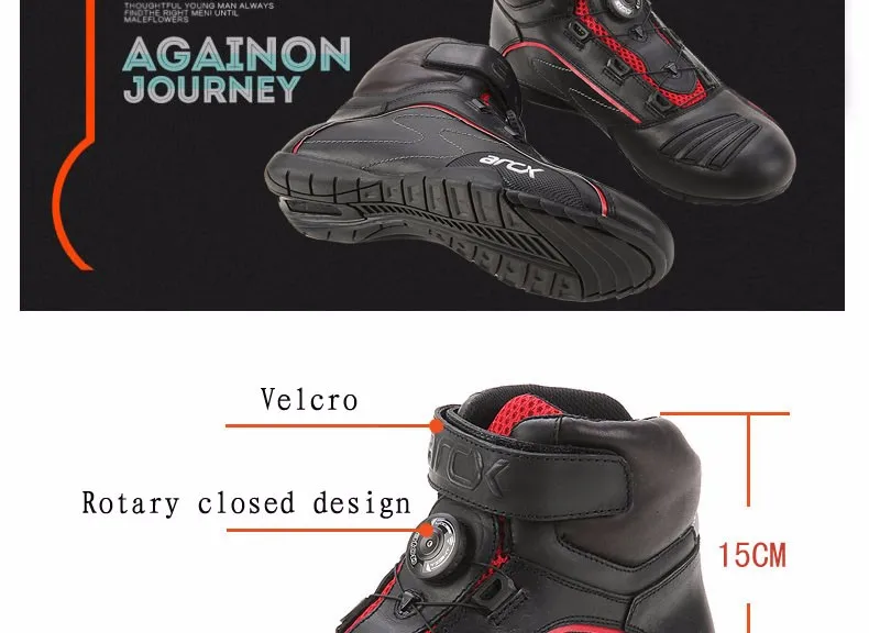 Arcx/мотоциклетные ботинки из коровьей кожи; обувь для верховой езды; обувь с вращающейся пряжкой; L60555; дышащие гоночные ботинки с поворотным замком