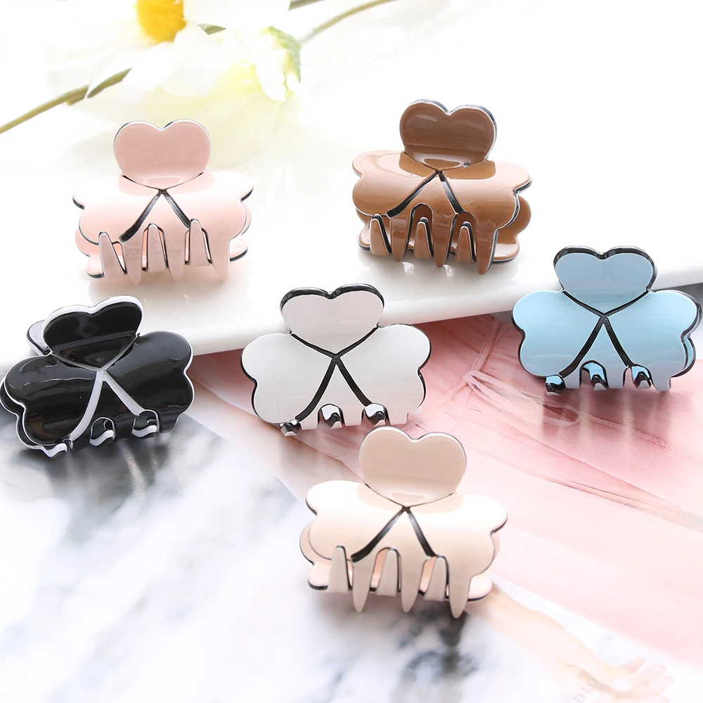 

New Fashion Mini Acrylic Four Leaf Clover Hairpins Women Colorful Hair Claws Clips Clamp Barrettes Hair Styling Tools Headwear