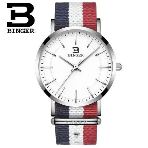 Switzerland BINGER New Watches Top Brand Luxury Girl Nylon Wristwatches Quartz Popular Sports Thin Watches relogio masculino