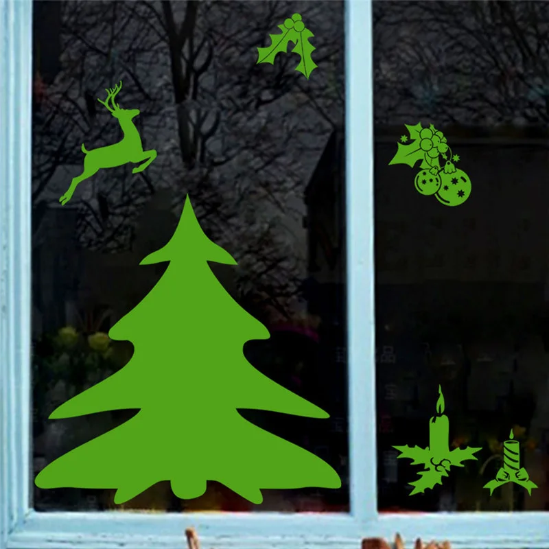 

Christmas Tree Evergreen Bough Wall Stickers For Shop Home Decoration Diy Xmas Festival Window Decals Kids Room Wall Mural Art