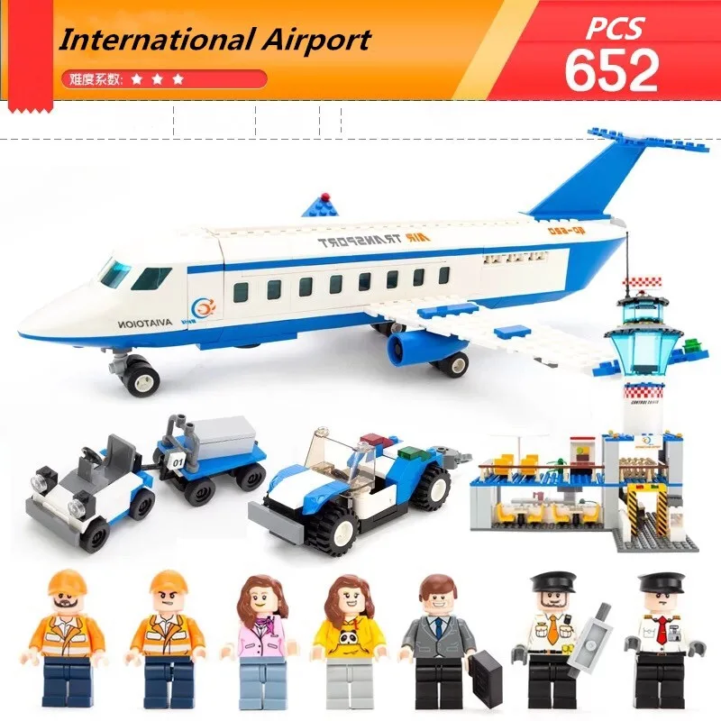 GUDI City International Airport Aviation Aircraft Building Blocks Educational Toys Compatible with Legoings Building Blocks