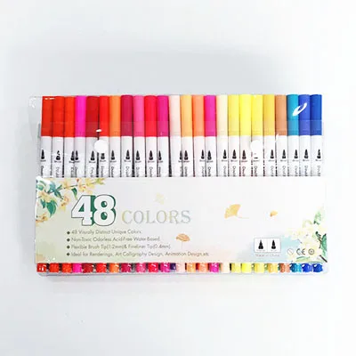 24/36/48/60/80/100 Цвет маркер для рисования набор двуглавый мягкая ручка для рисования манга акварельные Маркеры Ручка Школьные наборы для рисования - Цвет: 48 Color