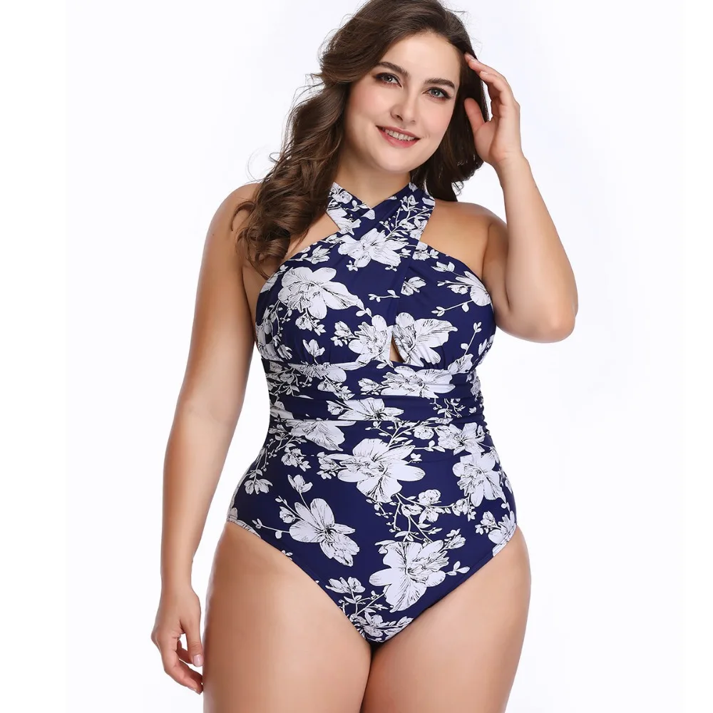 

sexy bikini set floral push up one piece swimsuit women for fat bodysuit cintura alta mujer xxxl brazil halter big size swimwear