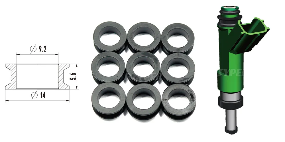 6.200PCS Fuel Injector 23250-36010 Upper  Rubber Seal  22004 For Toyota Camry RAV4 Scion TC