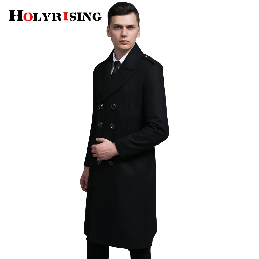Мужские зимние шерстяные пальто 70% шерсть двойные пуговицы шерстяные пальто Длинная Верхняя одежда S-6XL зимняя Классическая модная деловая ветровка 18428-5
