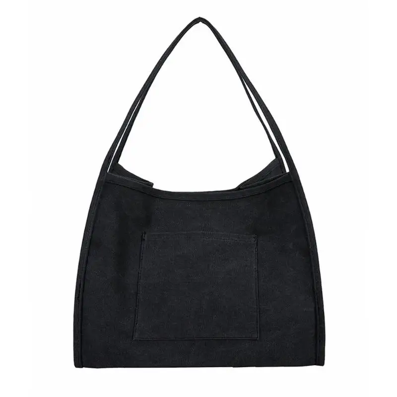 Модные женские одноцветные сумки через плечо, летние пляжные женские сумки с большой вместительностью, повседневные холщовые сумки для покупок - Цвет: Черный