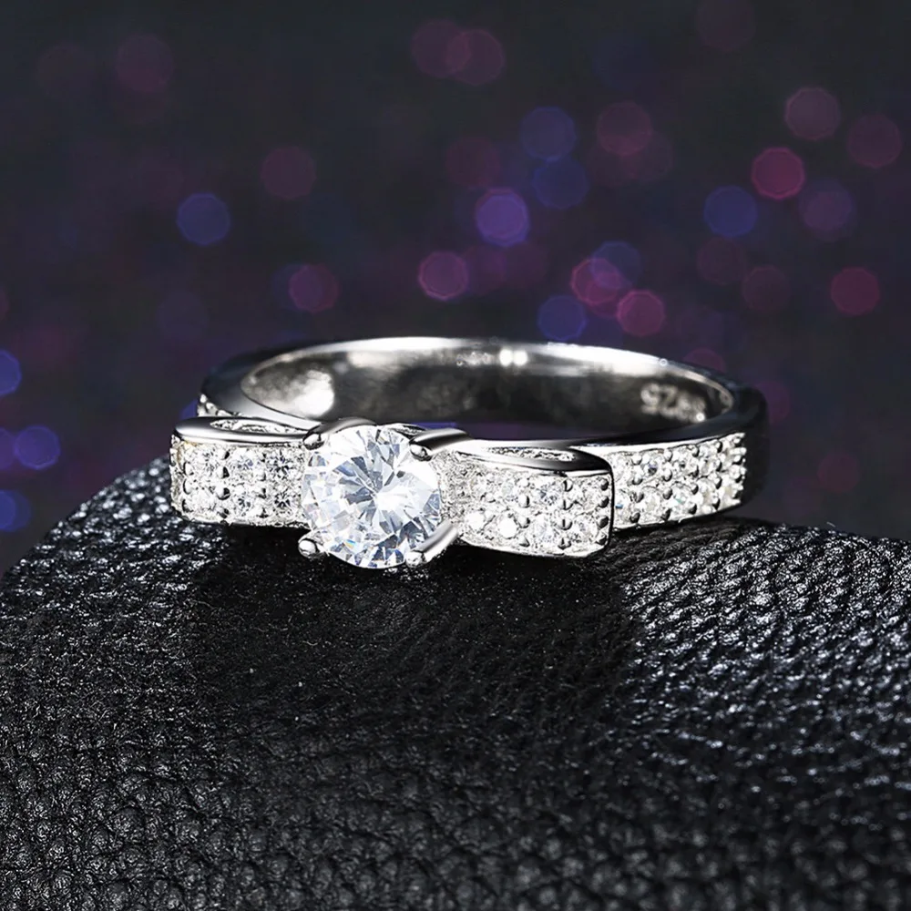 Solid 925 Sterling Silver Ring Gift Design Cubic Zircon Female Fashion Jewelry Party Rings For Women (JewelOra RI102650)
