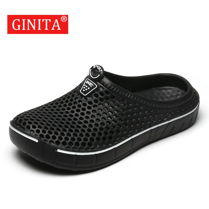 

GINITA Cheap Sale Men's Mule Clogs Slippers EVA Flip Flops For Men Summer Men Beach Slides Sandals Anti-slip Black Shoes