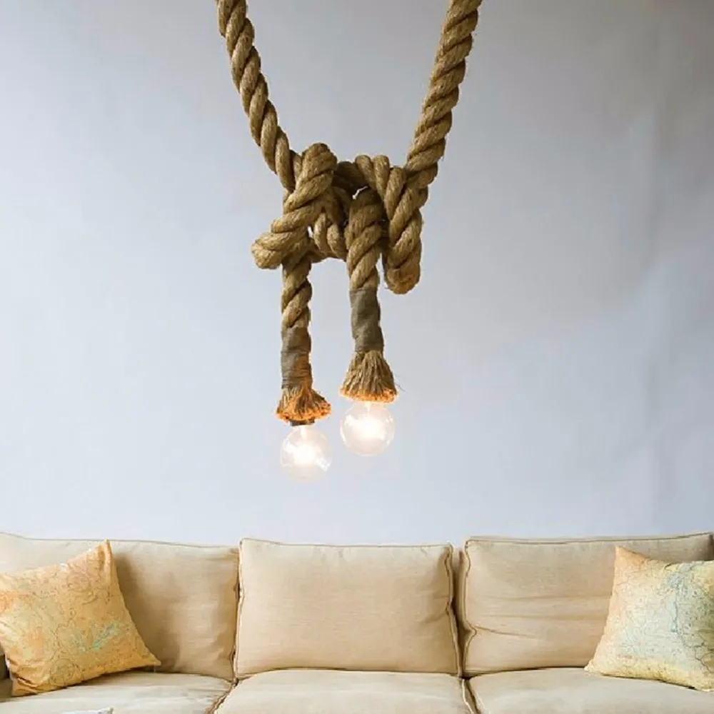 

1pcs 2.5m Vintage Rope Pendant Lights Lamp Loft Creative Personality Industrial Lamp American Style For Living Room decoration
