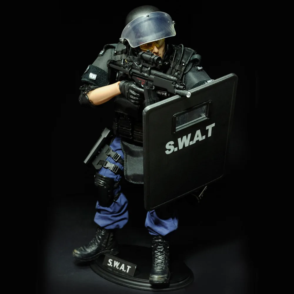 

30cm 1/6 Realistic Solider Military Model Toy Gift with Movable Joint for Children - Shield Player