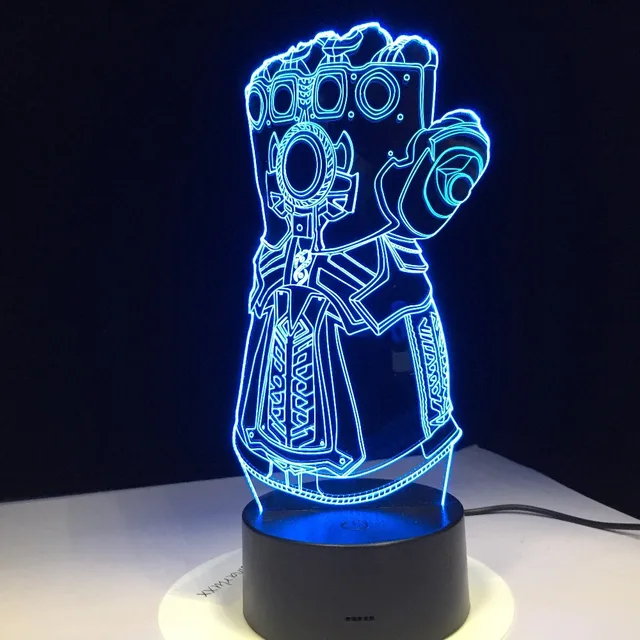 Thanos Infinity Gauntlet Avengers Infinity War Gloves 3D Night lights LED Changing 3D Novelty Light Creative Desk lamp Drop Ship