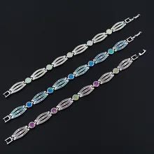 Новые голубые/розовые/белые огненные опаловые браслеты длиной 7,5 дюймов