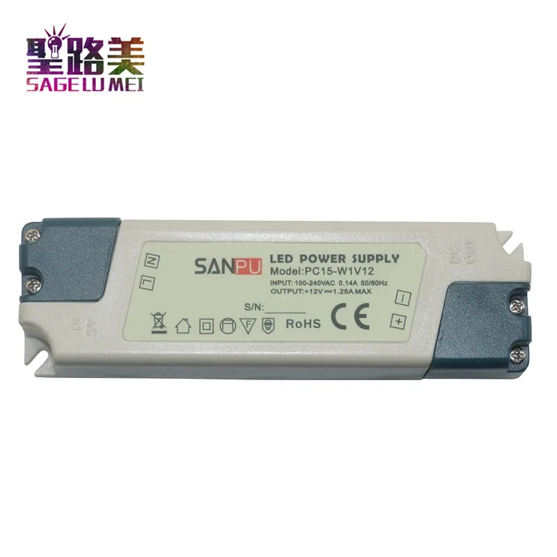 SANPU пластиковый светодиодный светильник ing 12V источник питания Трансформатор 110V 220V AC в DC 12V 24V 15W 35W 60W Светодиодный драйвер для камеры видеонаблюдения светильник