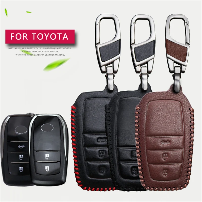 Кожаный чехол для автомобиля Smart Key для Toyota Avensis Corolla CHR Yaris Prius Camry Land Cruiser Prado 150 брелок