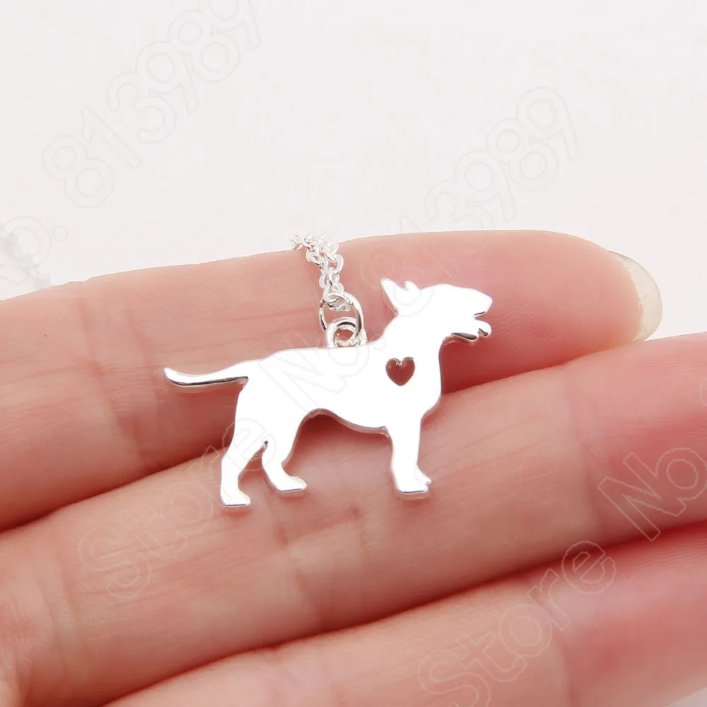 1pcs Bull Terrier Necklace Heart Pendant Dog Gift Pet Necklaces Pendants Delicate Women Animal Charms Christmas