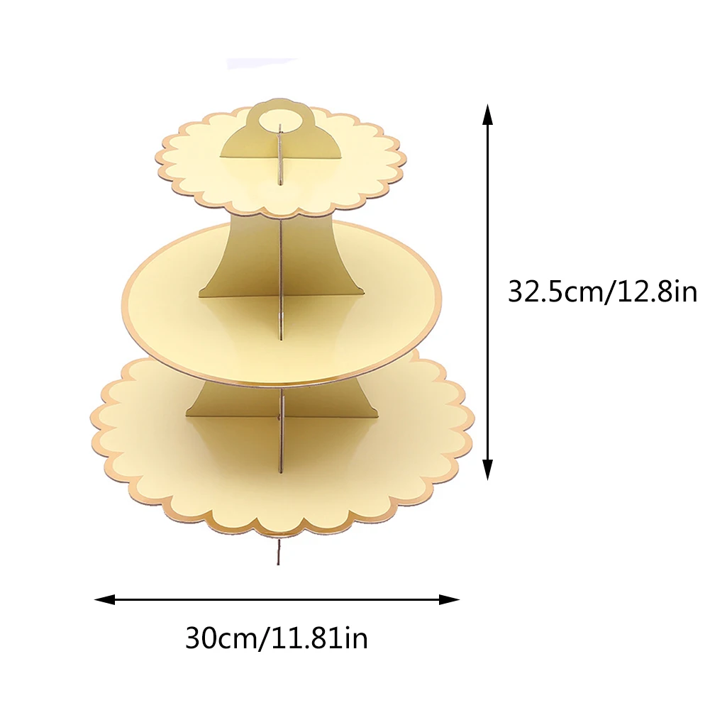 Высококачественная трехслойная подставка для торта из золотой фольги одноразовая десертная настольная подставка для демонстрации Рождественского украшения
