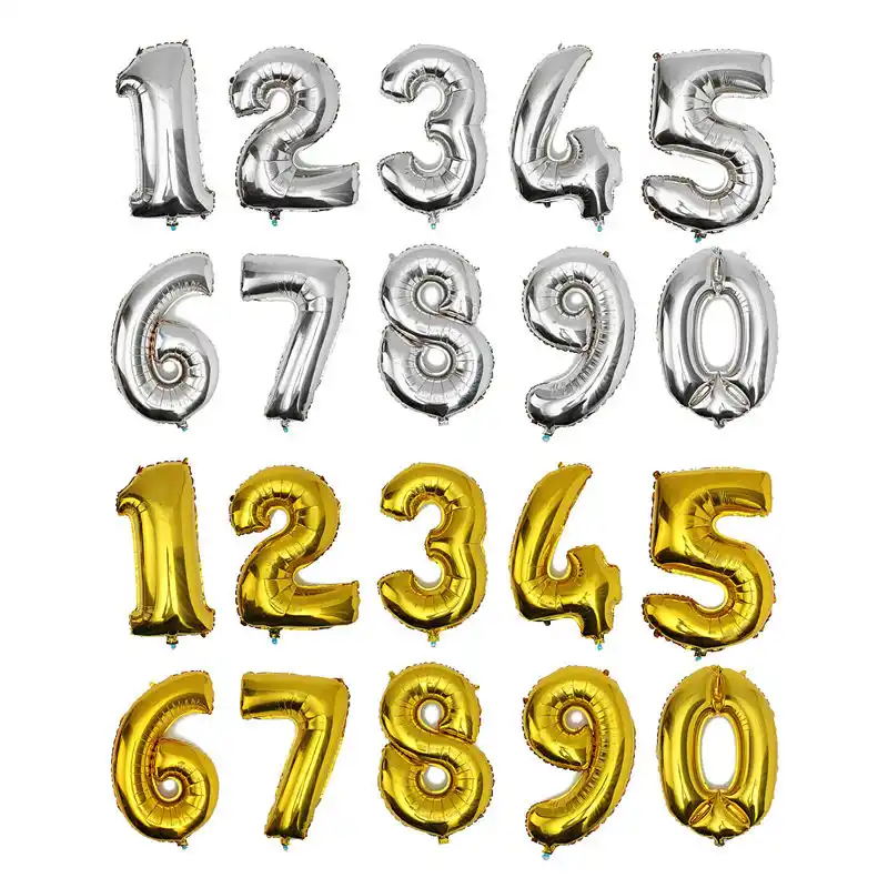 16in Gold Number Balloons Age 1 2 3 4 5 6 7 8 9 0 Birthday Party Decorations