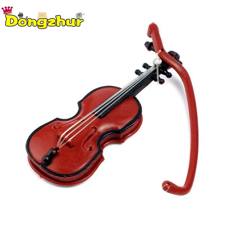 1Pc Brown New Miniature Music Instrument Plastic Mini Violin Decorative
