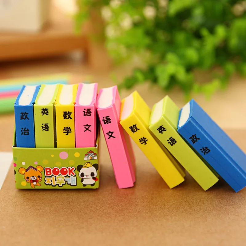 4 Pcs / Pack Creative Book Style Pencil Eraser Kid Stationery School Office Supply Children Education Gift Prize pencil eraser