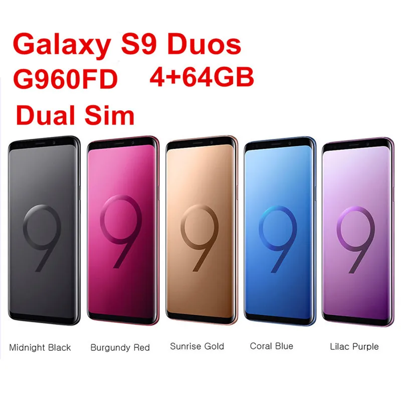 Samsung Galaxy S9 Duos G960FD, две sim-карты,, LTE, Android, мобильный телефон, четыре ядра, 5,8 дюймов, 12 МП, 4 Гб ram, 64 ГБ rom, NFC Exynos 9810