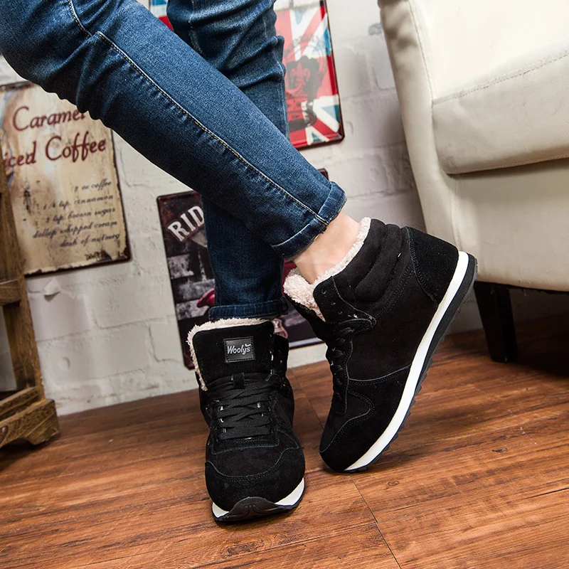 REETENE Cheapest Winter Boots Men Fashion Fur Flock Winter Shoes Men Leather Winter Ankle Boots Men Warm Casual Men Boots 37-48 -